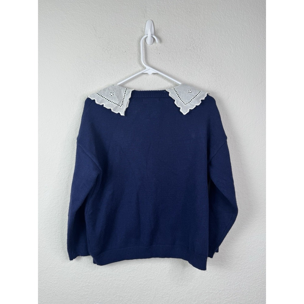 Olivia Rubin Courtney Cardigan XS Blue Peter Pan Collar Pearl Buttons Old‎ Money - Picture 4 of 6